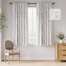 jinchan 95% Blackout Floral Curtains 63 Inch Length, Printed Flower Taupe Blackout Curtain for Bedroom Rod Pocket Back Tab Blackout Curtains Thermal Insulated Window Drapes, 2 Panels Taupe