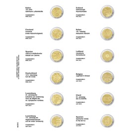 Lindner MU2E32 Multi Collect Illustrated Sheet for 2 €URO Commemorative Coins: Italy 2023 - Spain 2023