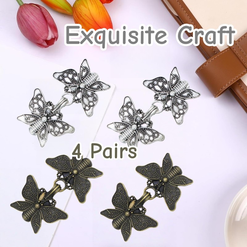 Butterfly Toggle Button, 4 Pairs, Vintage