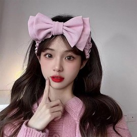 Face Wash Headband for Women Girls Layered Bow Skincare Headbands for Girls Makeup Head Hair Band for Spa Washing Face Headband Headwear for Girls Purple Bow Hair Accessories for Girls Women