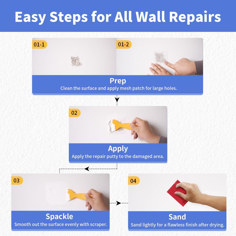 Drywall Repair Kit (18 oz) - Spackle Wall Repair Paste