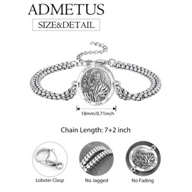 ADMETUS St Dominic Bracelet Sterling Silver Saint Dominic Bracelet Protection Jewelry Religious Gifts for Men