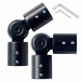 Window Corner Curtain Rod Connector: 2 PACK 1 Inch Adjustable Curtains Rods Connector For Bay Windows Heavy Duty Pipe Curtains Rods Hinged Connector for 3 sided Window,Bathroom,Kitchen (Black)
