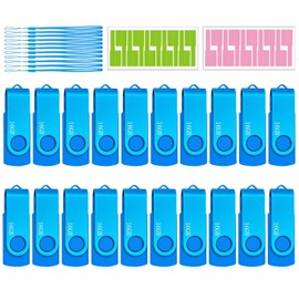 Unidad flash USB de 16 GB, paquete de 20 unidades Nicepicten con cierre USB 2.0, unidad flash FAT32, unidad flash USB de salto a granel, 16 GB, azul