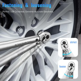 NEBICALS 72-teeth 3/8-inch Drive 100 ftlb Click Torque Wrench 10-100ft.lb/15-135N.m,16.6'' Length, High Accuracy for Car & Motorcycle, Spark Plug, Oil change, Intake manifold.