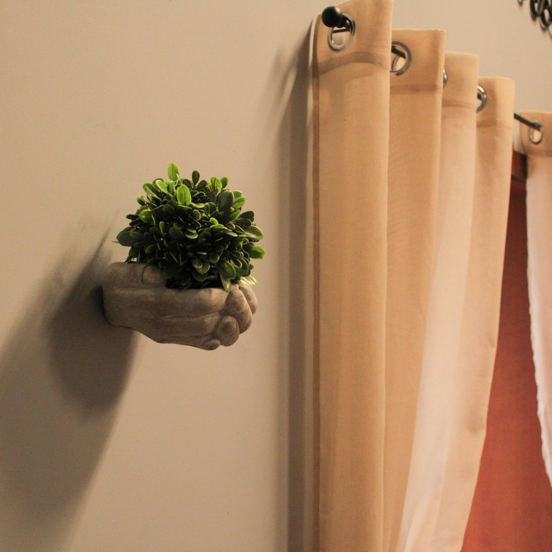 MayRich Company Cement Cupped Hands Wall-Mountable Planter & Birdfeeder –