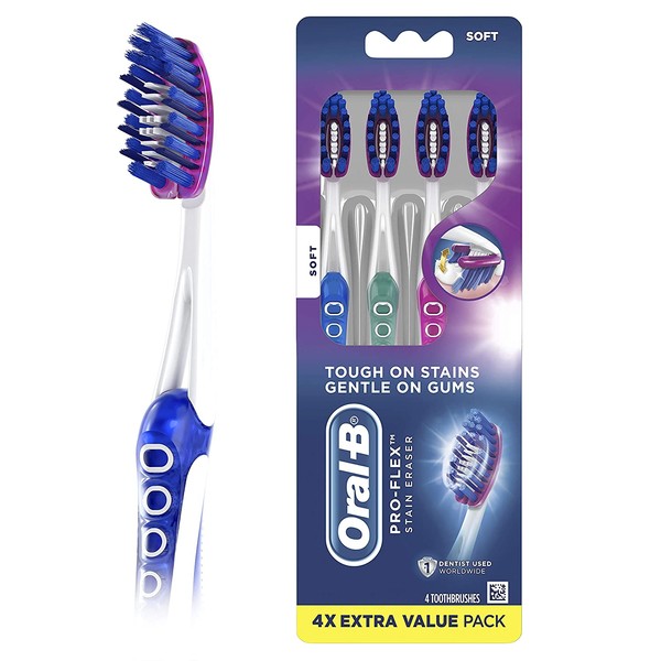 Oral-B 3D White Luxe Pro-Flex Manual Soft Toothbrush, 4 Count (5823815673)