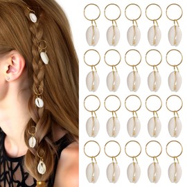 HJZHII 20PCS Shell Hair Clips, Seashell Hair Accessories Seashell for Hairs Shells Braid Accessories Boho Shell Hairs Rings for Women Braids DIY