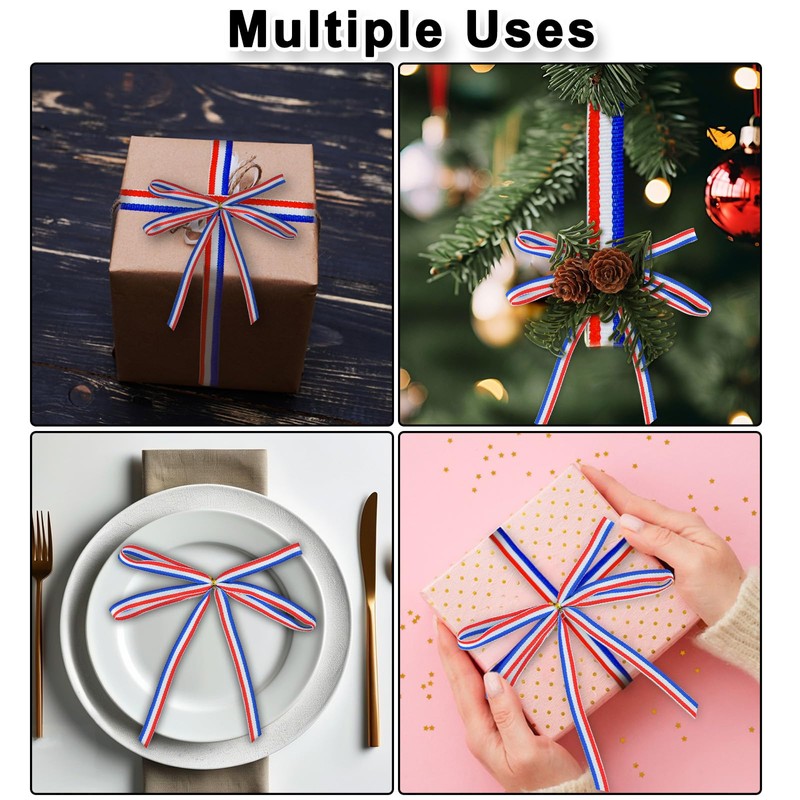Red White and Blue Ribbon - 3/8 Inch-10 Yard Christmas