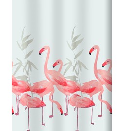 Spirella Anti-Mould Flamingo Shower Curtain Anti-Bacterial, Washable, Waterproof Polyester 180 x 200 cm