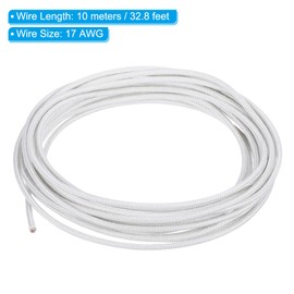 PATIKIL 32.8Ft 17 AWG High Temperature Wire, -60-350 Degrees Celsius Mica Glass Fiber Electronic Wire Insulated Heat Resistant Electronical Flexible Cable for Lamp Boiler Heater, White