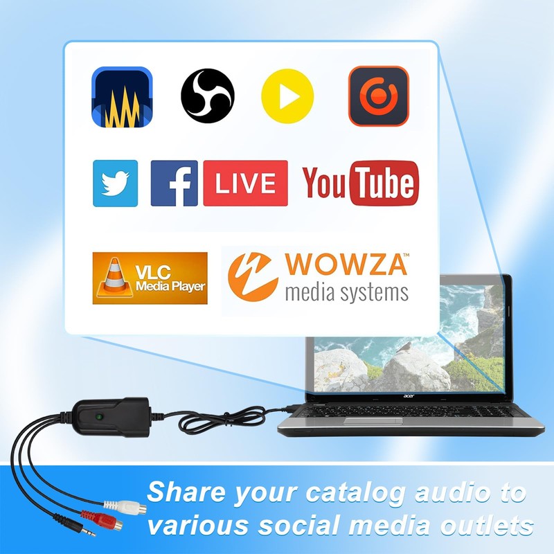 Wiistar USB Audio Capture Card Cassette Tapes AM FM Radio