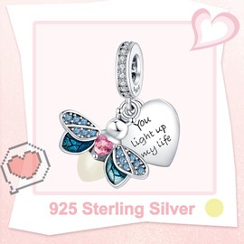 Famuan Charms Pendant 925 Sterling Silver for Women Fits Bracelets Elephant Mum Mother Daughter Mom Pearl Mother's Day Birthday Christmas Gifts for Girls Friends, Silver, Zircon