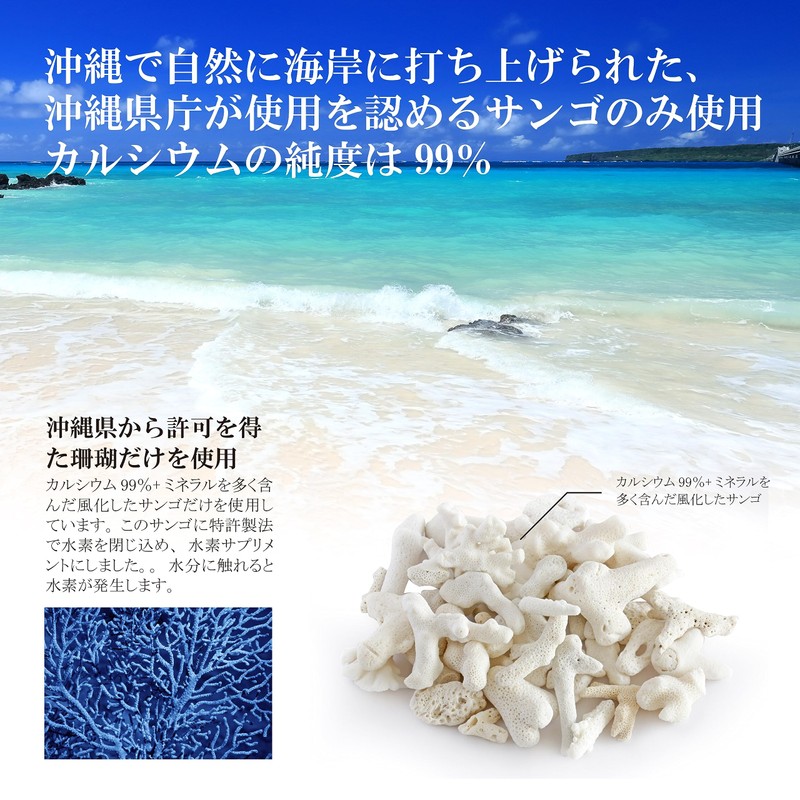 Red.Coral-H2 分子状水素吸着サンゴカルシウム 水素サプリメント 水素ガス