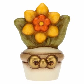 THUN - Glass with Daffodil - Ceramic - Party Favours - 4.7 x 3.5 x 6 cm H