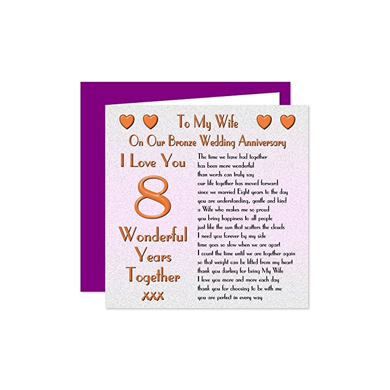 My Wife 8th Wedding Anniversary Card - On Our Bronze