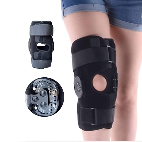 Comfyorthopedic Hinged Knee Brace with Side Stabilizers - Locking Knee Brace - PCL/ACL Knee Braces for Hyperextension - Knee Immobilizer Brace for Women & Men - Knee Braces for Knee Pain