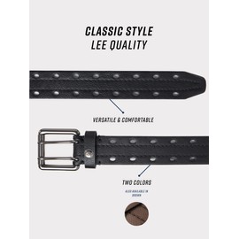 Lee Casual Mens Double Prong Every Day Classic Work Belt for Jeans, Khakis (Black, 34)