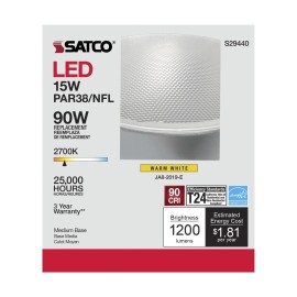 Satco S29440 - 15 Watt PAR38 LED Light Bulbs - 2700K - 6 Pack