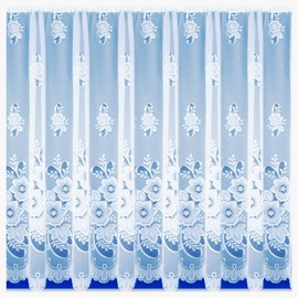 Maple Textiles Luxury Brilliant White Meghan Floral Patterned Net Curtain Sold by the Metre Drop (42"(107cm) Drop)