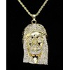 Large Jesus Piece 14k Gold Plated Cz Pendant 24" Rope