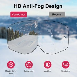 YooxArmor Kids Ski Goggles,Anti fog Snowboard Goggles with Double Lenses for Children 6-14 Years,100% UV 400 Protection for Boys Girls OTG Over Helmet Compatible