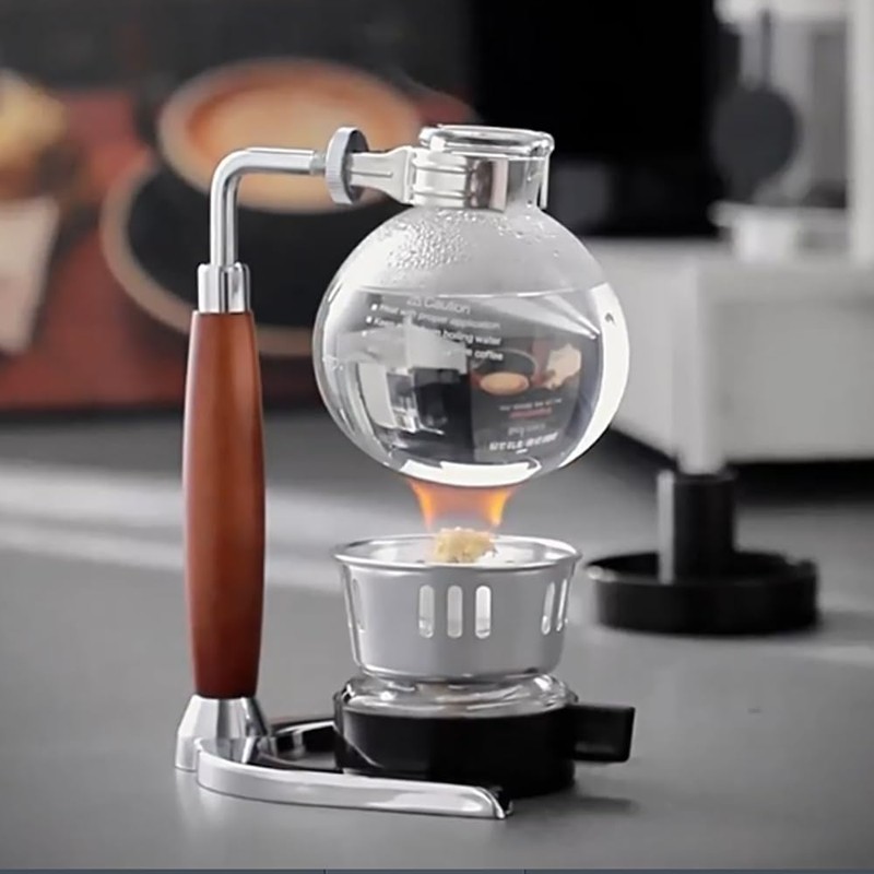 TAMUME Rustic 5 Cup Wooden Handle Siphon