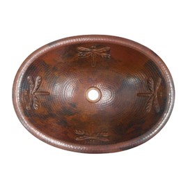 SimplyCopper 19" DRAGONFLY Oval Copper Drop In Bathroom Sink in Rio Grande