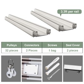 ZSHINE Heavy-Duty Curtain Conjoined Double Track rails Ceiling Mounting for Living Room Bedroom Room Divider (Black, 6.6ft)