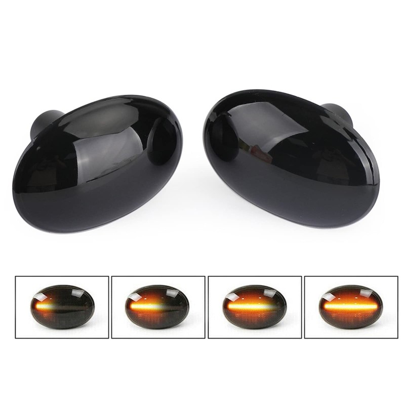 znakeauto 2X Dynamic Smoked Lens Amber Led Fender Side Marker