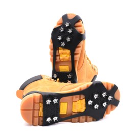 Winter Wise Ice Snow Grips 10-Stud Anti Slip Winter Ice Grippers Universal Slip-on Stretch Fit Snow & Ice Spikes Traction Cleats Crampons (Extra Large - UK 12-14)