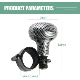 Prywog 1 PC Car Steering Wheel Rotary Knob, Adjustable Power Steering Ball, Carbon Fiber Black