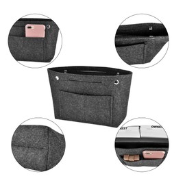 Newseego Bag-in-Bag, Felt Inner Bag, Lightweight, Pouch, Organize Your Bag Inside, Back-In Bag, Multifunction, Men's, Women's, (M)Dark Gray