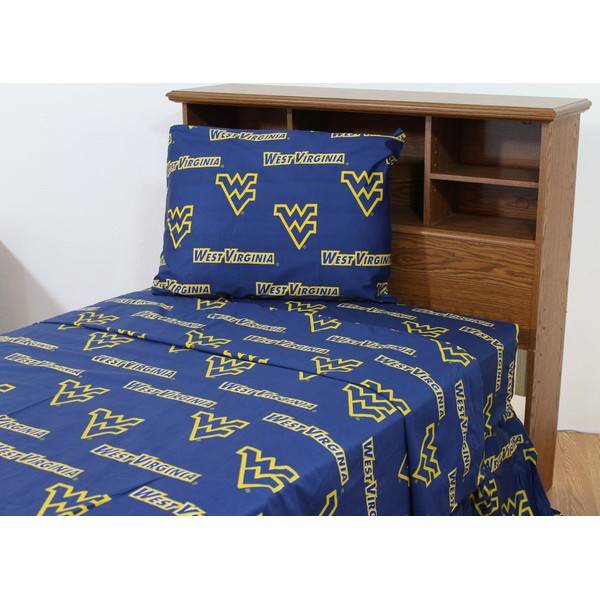 College Covers West Virginia Mountaineers Sheet Set, Twin, Team Colors