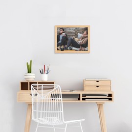 Eitida 11x14 Wooden Natural Grain Picture Frame Set, Display 8x10 photo with mat, Wall Mount Vertically or Horizontally, Natural Oak Textured,3 Pack