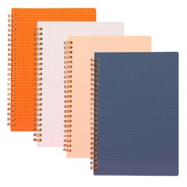 A5 Spiral Lined Notepad,4 Pack Spiral Notebook Wirebound Notebooks 80 Sheets(160 Pages)/Per Pack A5 Sketch Book Reporters Notepad for Office Travel School Drawing Blue & Black & Orange & White