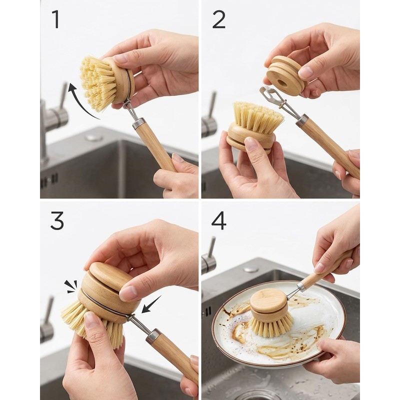 Cepillo para Trastes Cocina, 4 Piezas Juego De Cepillos para