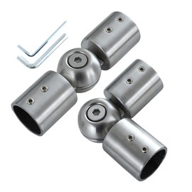 Window Curtain Rod Corner Connector Set of 2, Adjustable Curtains Rods Connector For Bay Windows Blinds With 3/4 inch Silver Color Stainless Steel