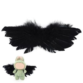 Doll Feather Wings, Doll Dress Up Accessories Cute Feather Wing for 6.7in 17cm Dolls Soft Dolls Wings Clothing Clothes Outfit, Only Include Wing (Black)