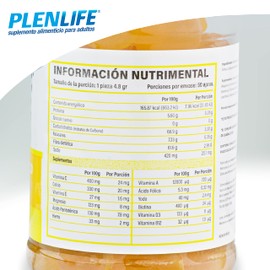 PLENLIFE - Multivitamínico en Gomitas - Suplemento sin Azúcar Sabor Piña - Frasco con 50 Gomitas / 240 Gramos