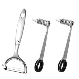 lasuroa 2pcs Spiral Vegetable Cutter, with 1 Peeler Tool Stainless Steel Kitchen Spiral Cutter for Cucumber Potato Vegetable Fruit Kitchen Gadgets for Food Decoration