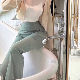 2025 Yoga Bootcut Workout Pants - Tall, Slimming Shark Flare with Hip Lift (Light Green) S/Light Green 5ea