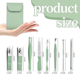 MUNZE Manicure Set 9-Piece - Professional Nail Set and Pedicure Set for Men and Women, Nail Case - Green, Pocket Size, Portable, Ideal for Travel, Home Use