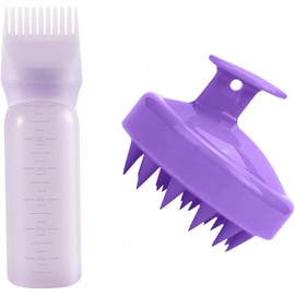 Root Comb Applicator Bottle and Scalp Massager Shampoo Brush Hair Coloring Dye Hair Tools Hairdressing Products for Home Salon Comb Applicators (Purple)