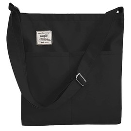 VEAGIA Tote Bag, Large Canvas Tote A4 Canvas Duffel Bag, Plain Travelling Canvas Unisex Bag, Black