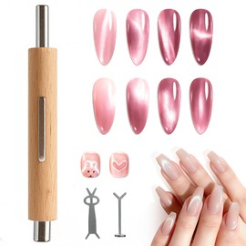 Magnetic Nail Magnet, Strong, 3-in-1 Nail Magnet, DIY Zegel Magnetic Nails, Wooden, Non-Slip Grip, Cute, Cat Eye, Even Beginners Increase Success Rate, Salon, Studio, Home Use