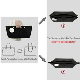 ETTP Purse Organizer Insert For Handbags, Felt Tote Bag Organizer Insert, Handbag Organizer, Compatible with Neverful Speedy and More, 6 Size (Small,Black)