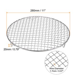 HARFINGTON Round Cooking Rack 11-inch 201 Stainless Steel Cross Wire Barbecue Grill Net with 20mm Legs for Cooking Baking Steaming BBQ