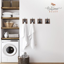 Autumn Alley Farmhouse Bathroom Hooks - 4 Pack Rustic Wall Hooks for Towels, Coats, and Robes - Wood and Galvanized Metal - Wall Mount