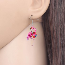 BAMAY Acrylic Cute Flamingo Earrings Dangle Tropical Animal Charms Pink Jewelry Flamingos Gifts for Women Wife Mom (Red)